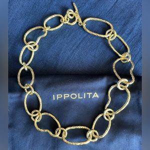 Ippolita 18K gold Hammered Glamazon Kidney necklace 55g New